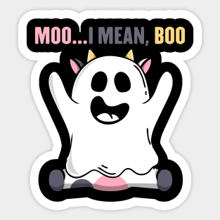 cow cow ghost Halloween Moo I Mean Boo cow halloween costume Sticker